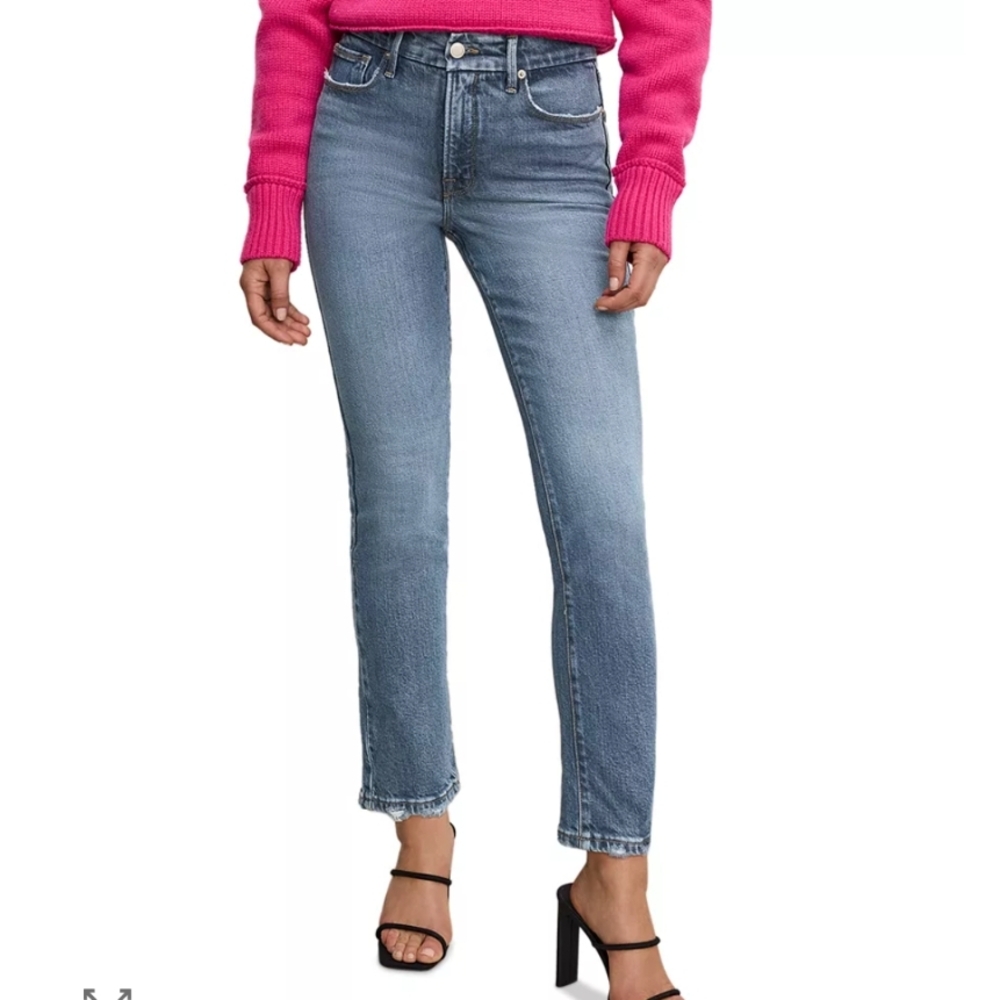 NWT Good American Good Legs Straight Jeans in Indigo 746 Sz 8 / 29